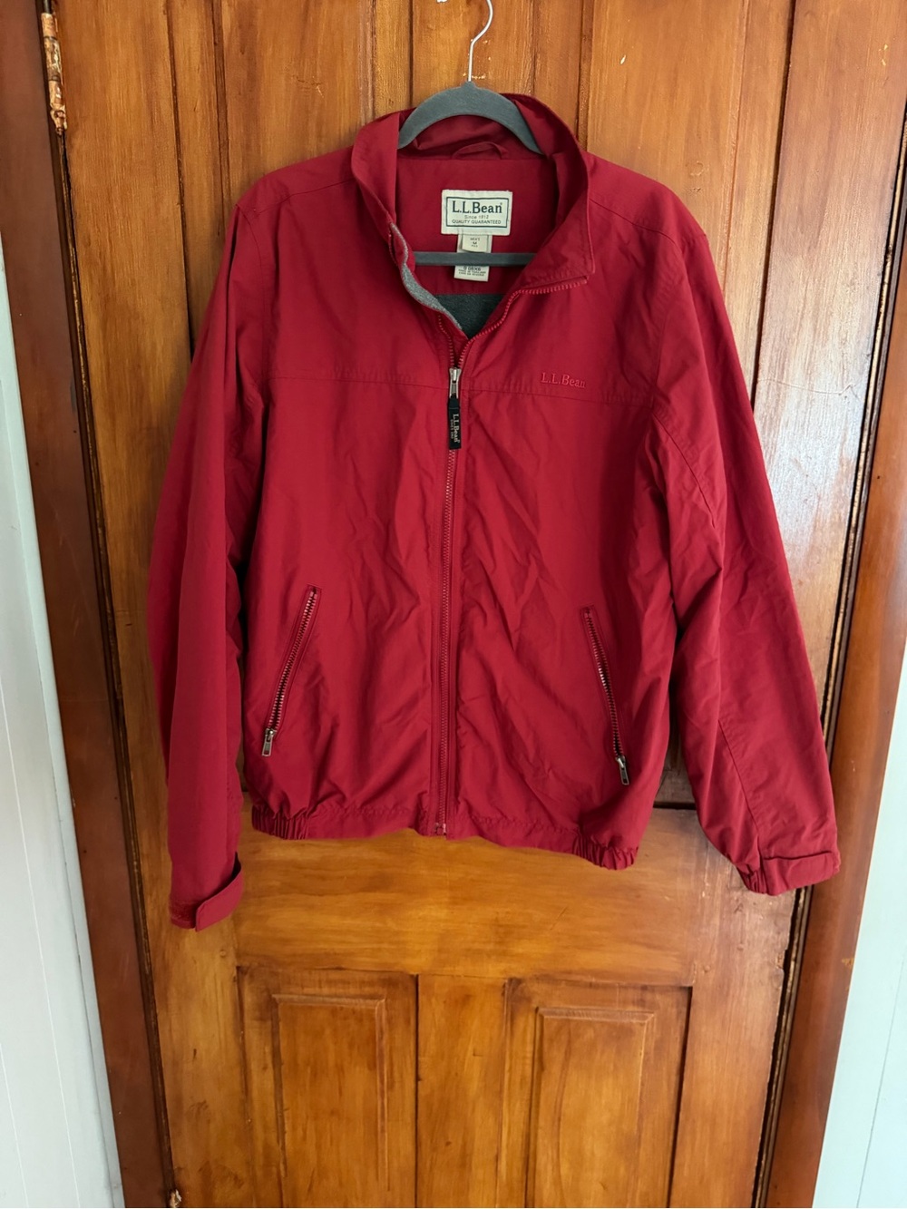 L.L. Bean Men's Crimson Red Zip Windbreaker
